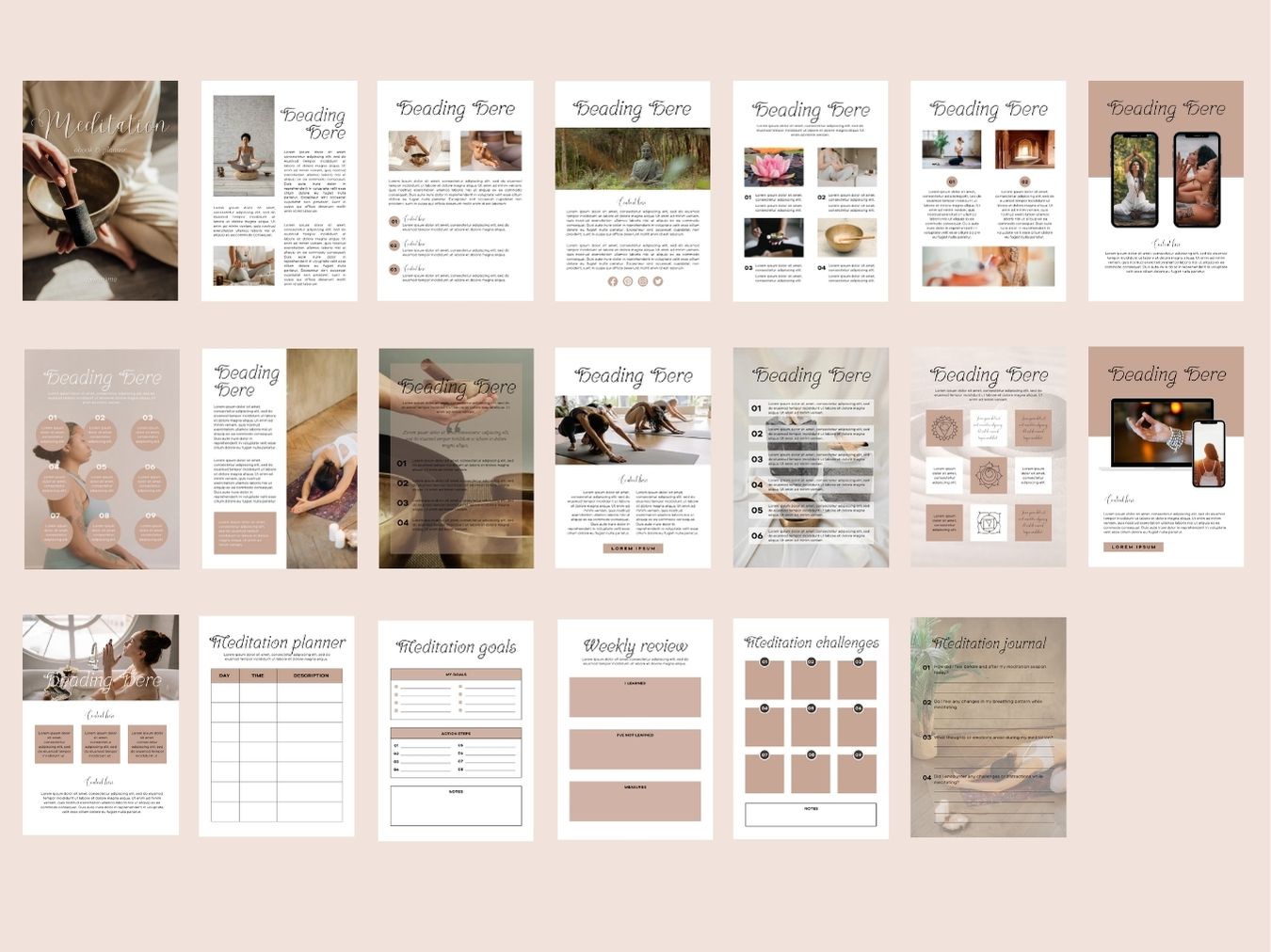 Meditation eBook Workbook planner Template Canva