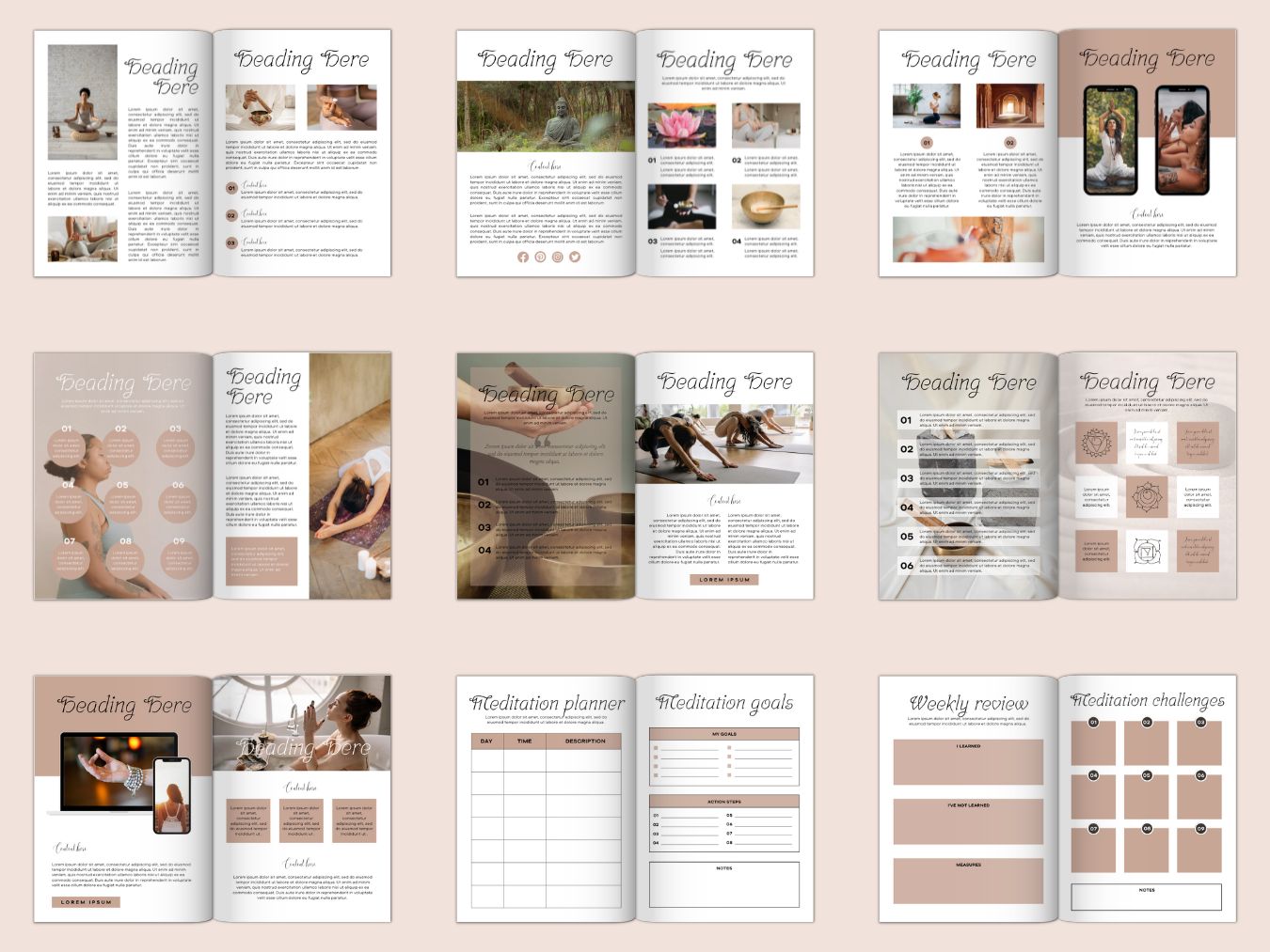 Meditation eBook Workbook planner Template Canva