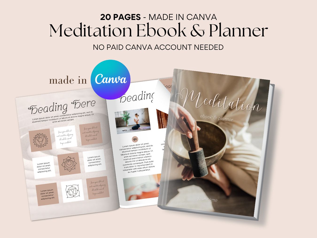 Meditation eBook Workbook planner Template Canva