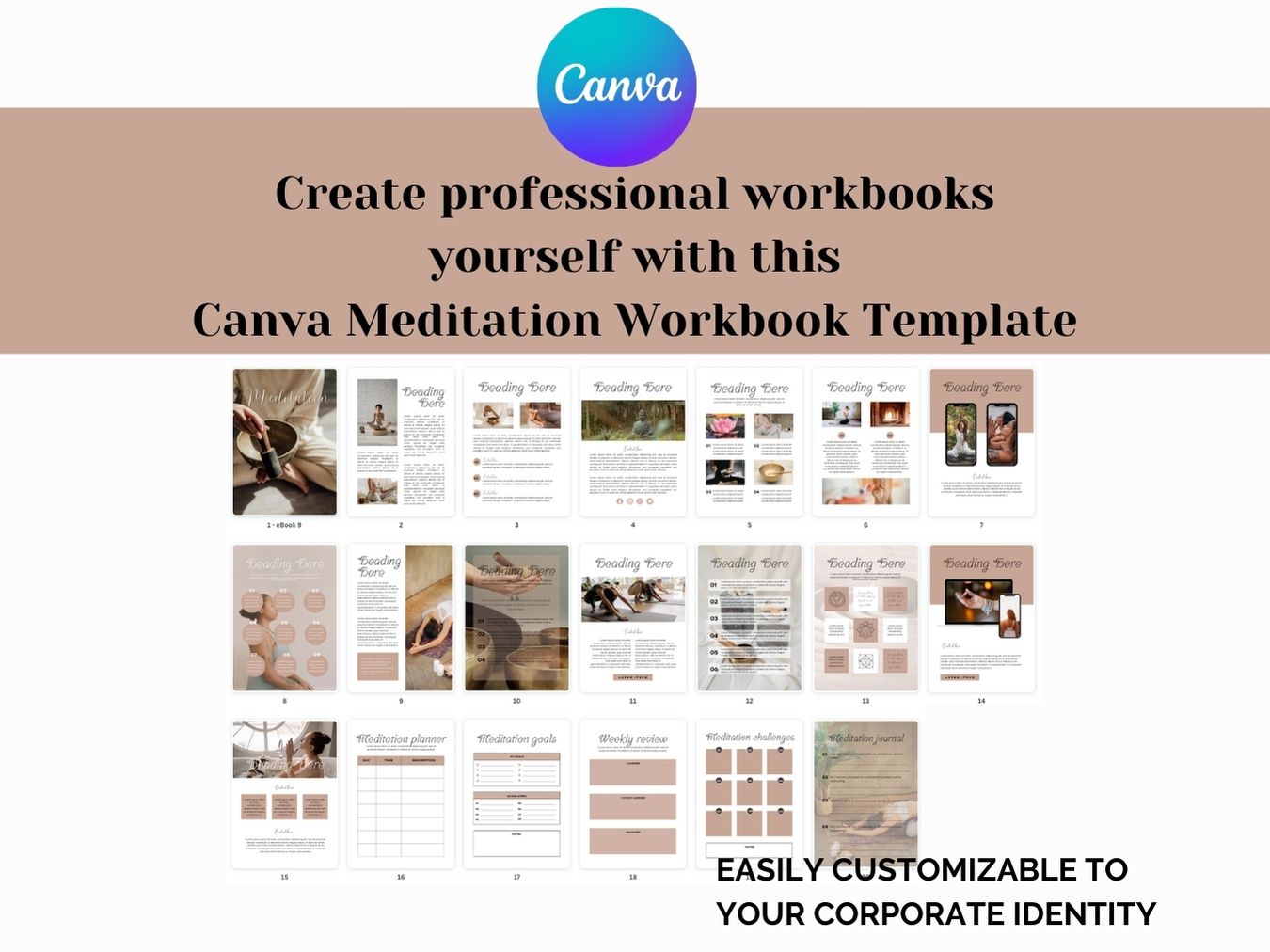 Meditation eBook Workbook planner Template Canva